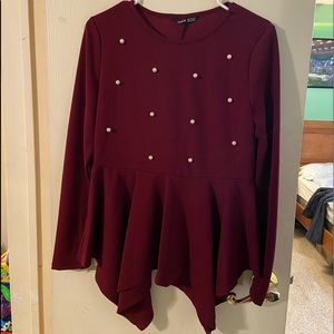 Burgundy long sleeve blouse